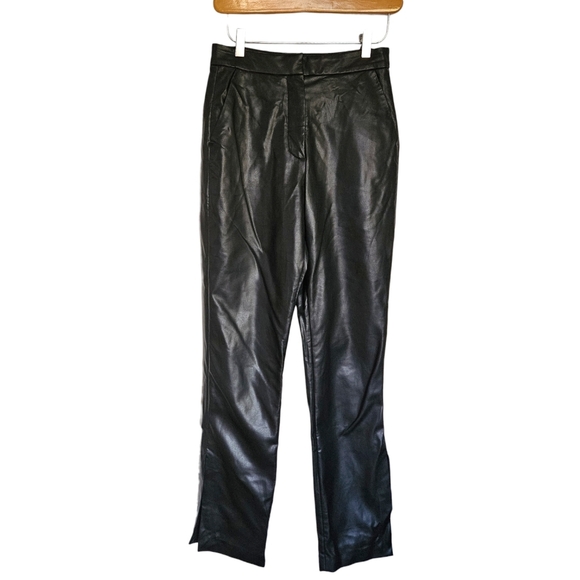 Oak + Fort black faux‎ leather side slit pants - Picture 2 of 9